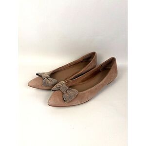 Banana Republic Women's Suede Embellished Bow Pointed Toe Flats - Tan - Size 10